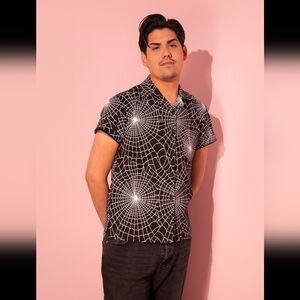 BNWT Vixen By Micheline Pitt L Black Spider Web Men's Shirt